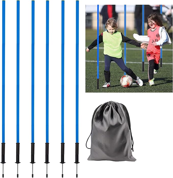 6 Pcs 5FT Agility Training Poles for Soccer,Basketball,Football,Dog,Horse Training-Adjustable Speed