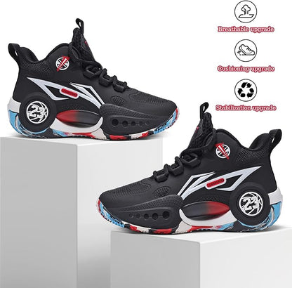JMFCHI Kids Basketball Shoes High-top Sports Shoes Sneakers Durable Lace-up Non-Slip Running Shoes