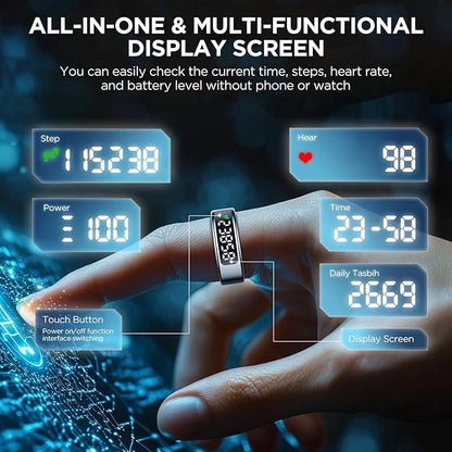 Smart Ring Health Tracker with Display Screen, Sleep Tracker with Heart Rate, Fitness Ring Step