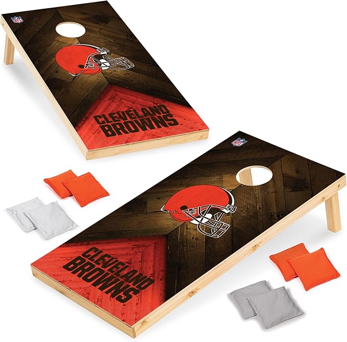 NFL Football 2' x 4' Regulation Size Solid Wood Cornhole Set with Direct Print HD Team Graphics