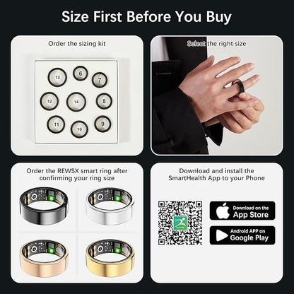 Smart Health Ring for Women Men, Fitness Tracker Ring with Heart Rate, Blood Oxygen, Sleep Tracker
