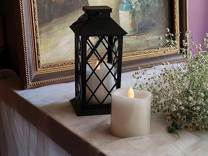 3x3 Flickering Flameless Candles Set of 2,3 inch Real Wax LED 600 Hours Battery Candles with Timer