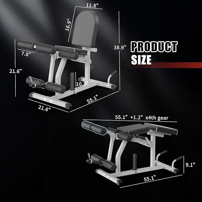 2-in-1 Adjustable Leg Extension and Curl Machine, Easy Transition, Home Gym Leg Machine, Weight