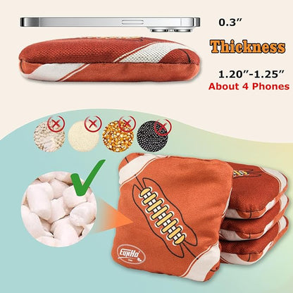 EunHo Dual Sided Cornhole Bags Regulation Set of 8 Professional Cornhole Bean Bags Slick and Stick