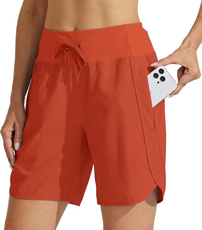 Willit Women's 7" Athletic Running Shorts Long Workout Hiking Shorts Quick Dry High Waisted Active