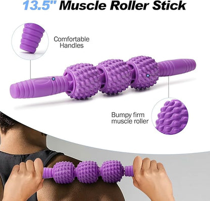 5 in 1 Foam Roller Set Trigger Point Foam Roller, Massage Roller Stick, Massage Ball, Stretching