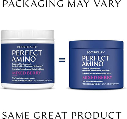 BodyHealth PerfectAmino Powder - BCAA and EAA Powder for Pre and Post Workout - Amino Acid Energy