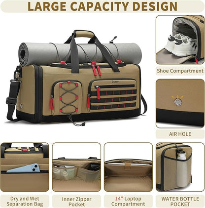 Bosstin Gym Bag for Men & Women,45L Travel Duffle Sports Duffel Bag Gym Weekender Overnight