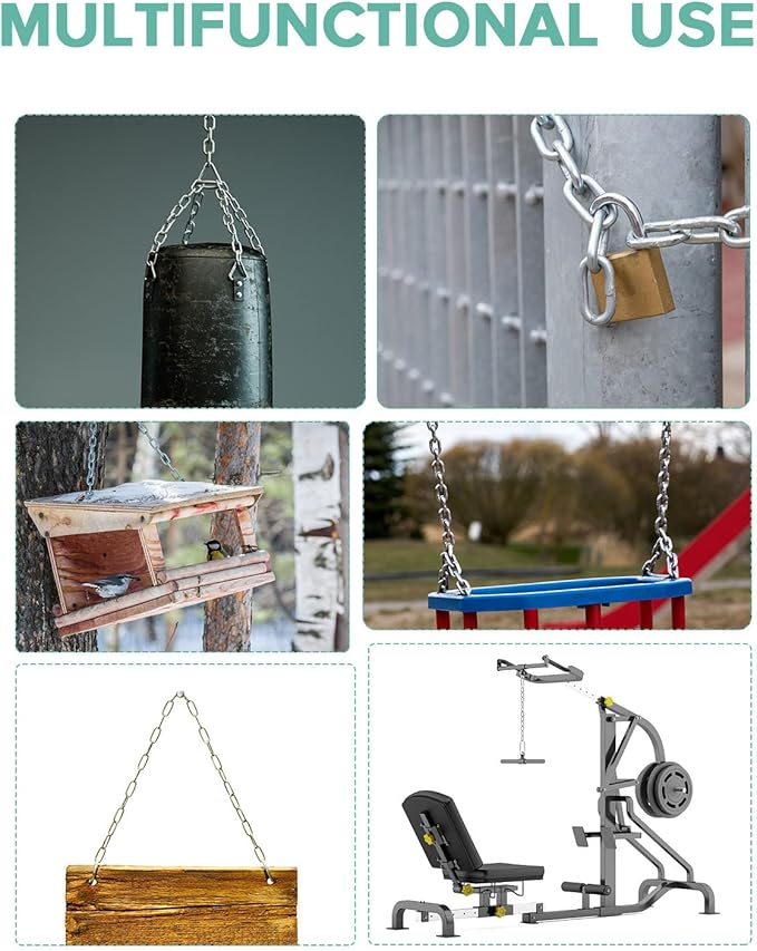 Fitness Chain, Weight Lifting Chains, Cable Machine Extension Chain, 304 Stainless Steel LAT Pull