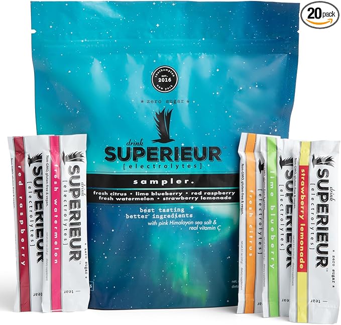 Superieur Electrolyte Powder Packets - Vegan Electrolyte Hydration Powder w/Sea Minerals - Keto