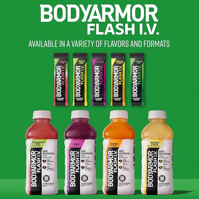 BODYARMOR Flash IV Electrolyte Packets, Cucumber Lime - Zero Sugar Drink Mix, Single Serve Packs