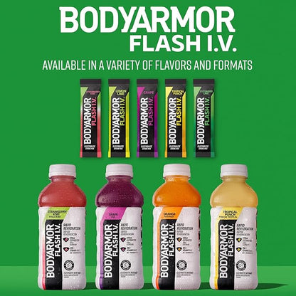 BODYARMOR Flash IV Electrolyte Packets, Tropical Punch - Zero Sugar Drink Mix, Single Serve Packs