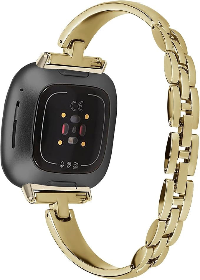 Silm Metal Band Compatible with Fitbit Versa 4/Fitbit Sense 2 Band Cute Women, Bling Jewelry Strap