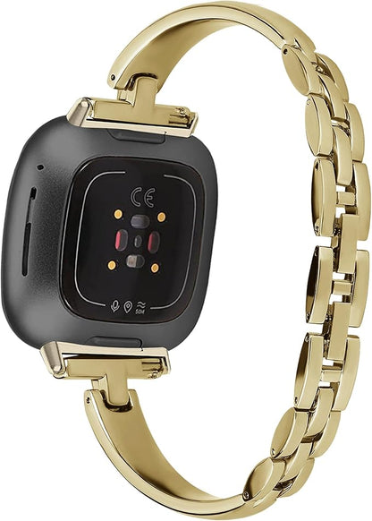 Silm Metal Band Compatible with Fitbit Versa 4/Fitbit Sense 2 Band Cute Women, Bling Jewelry Strap