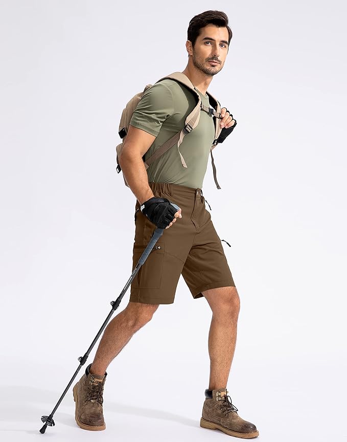 Pudolla Men's Hiking Cargo Shorts 9" Lightweight Outdoor Work Shorts for Men Travel Golf Camping