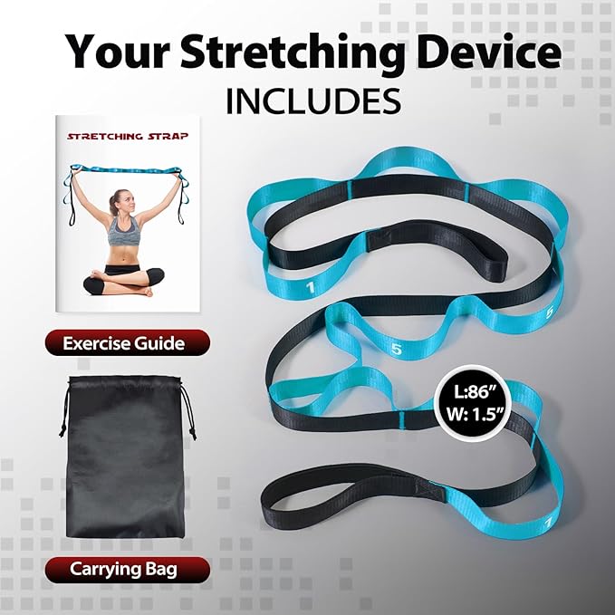 Stretching Strap with 10 Loops-Yoga Strap for Physical Therapy,Home Workout,Pilate & Flexibility