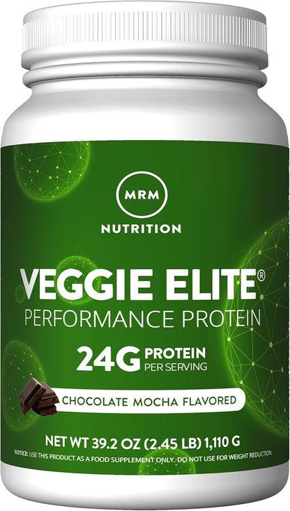 MRM Nutrition Veggie Elite Performance Protein | Chocolate Mocha Flavored| Plant-Based Protein|