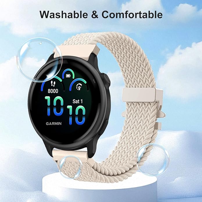 Braided Bands Compatible with Garmin Vivoactive 6/5/3/Venu 2 Plus/Forerunner 165/55/645/245 Music