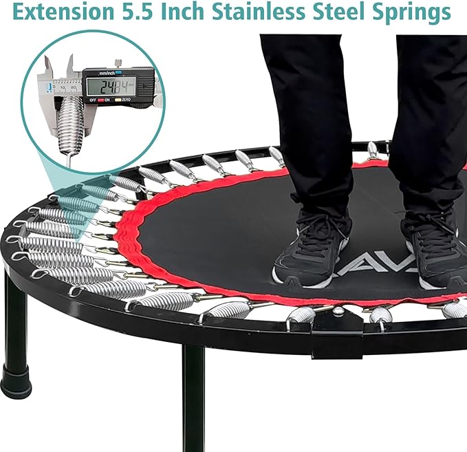 RAVS Mini Trampoline for Kids Adults 40"/48" Foldable Fitness Rebounder Kids Trampoline with 5