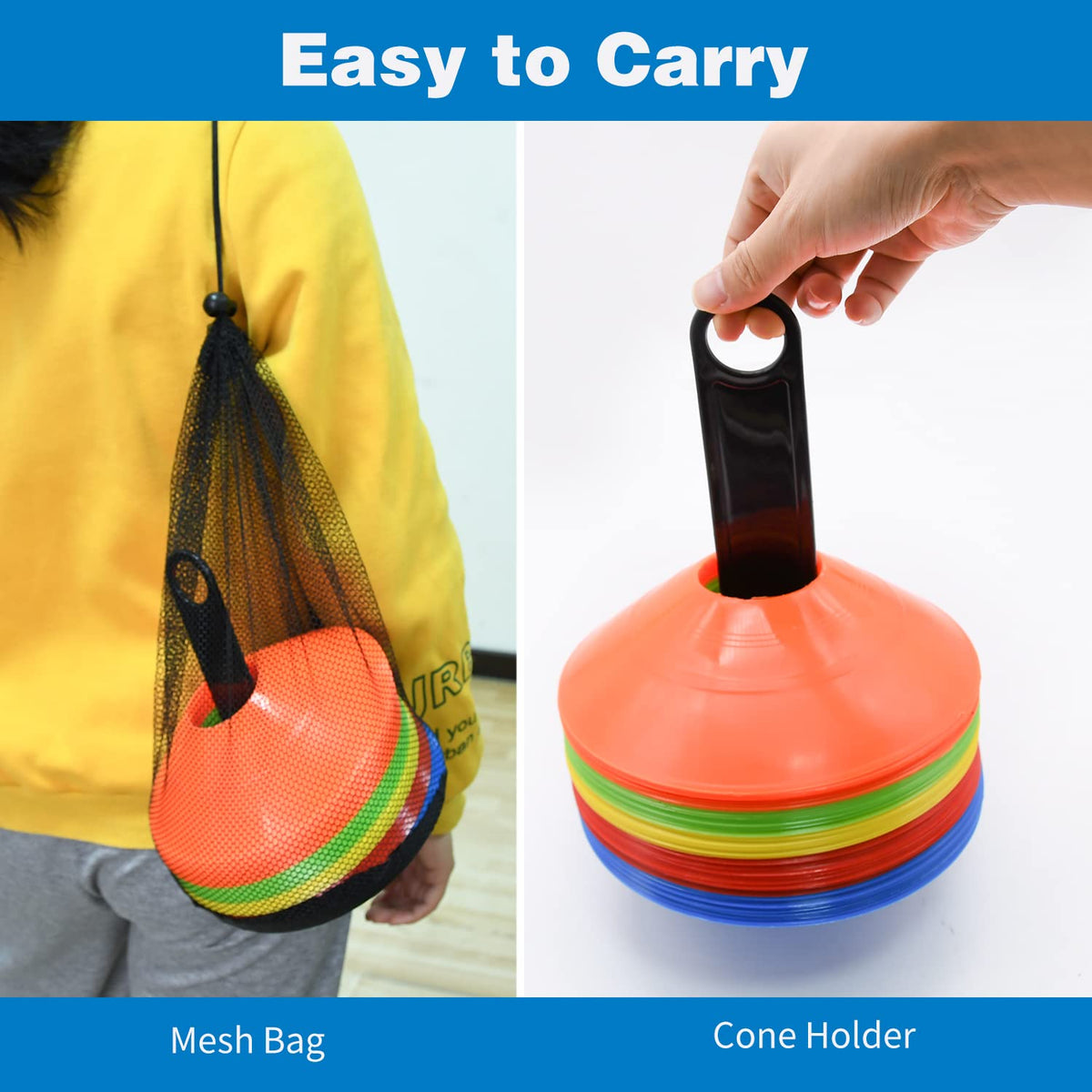 FGBNM 25 Pack Disc Cones Carry Bag and Holder, 5 Color