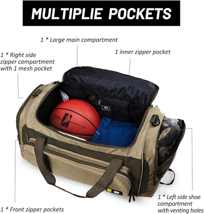 MIER Large Duffel Bag Men's Gym Bag with Shoe Compartment, 60L
