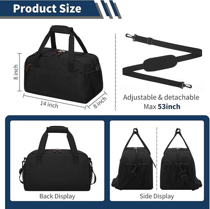 Small Gym Bag with Wet Pocket - 14 inch Mini Duffle Bag for Men & Women Lightweight Carry On Bag
