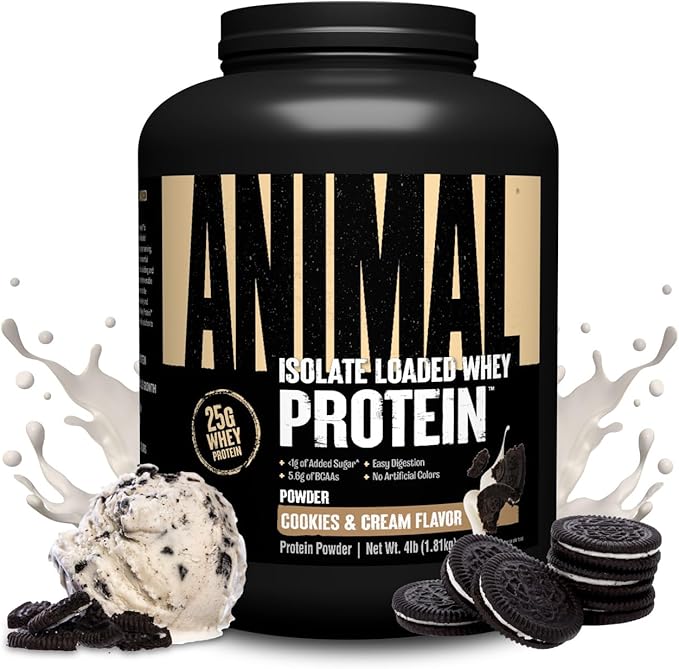 Animal Whey Isolate Protein Powder - Loaded for Pre & Post Workout Muscle Builder and Recovery with