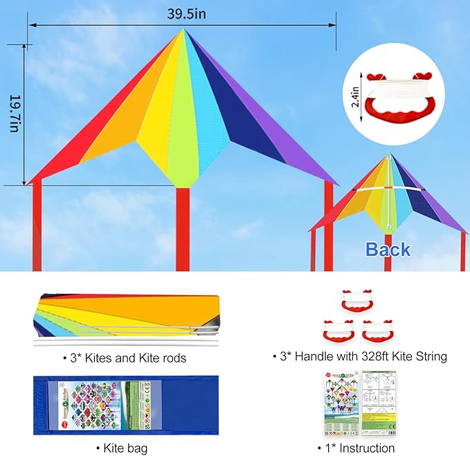 Easy to Fly Kites for Kids Ages 4-8 8-12 & Adults, Beach Flying Toys Butterfly Kite with Handle and