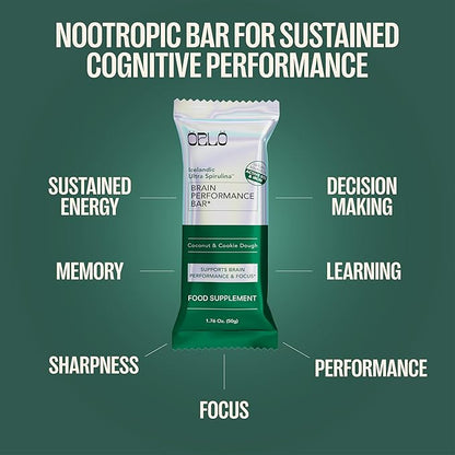 ORLO BRAIN PERFORMANCE BAR ??Vegan Protein Bars for Brain & Energy Support ??Focus & Memory, Pre &