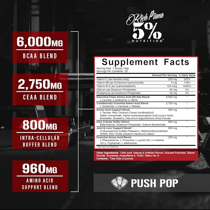 5% Nutrition Rich Piana AllDayYouMay BCAA Powder | Premium Intra & Post Workout Amino Acids