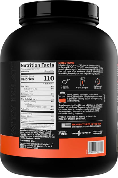 Rule 1 R1 Protein Whey Isolate - with 25g Protein & 6g BCAA Exclusively from Isolated & Hydrolyzed