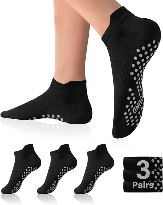 DIBAOLONG Pilates Socks with Grips for Women Yoga Socks Non Slip Barre Hospital Socks 6-Pairs