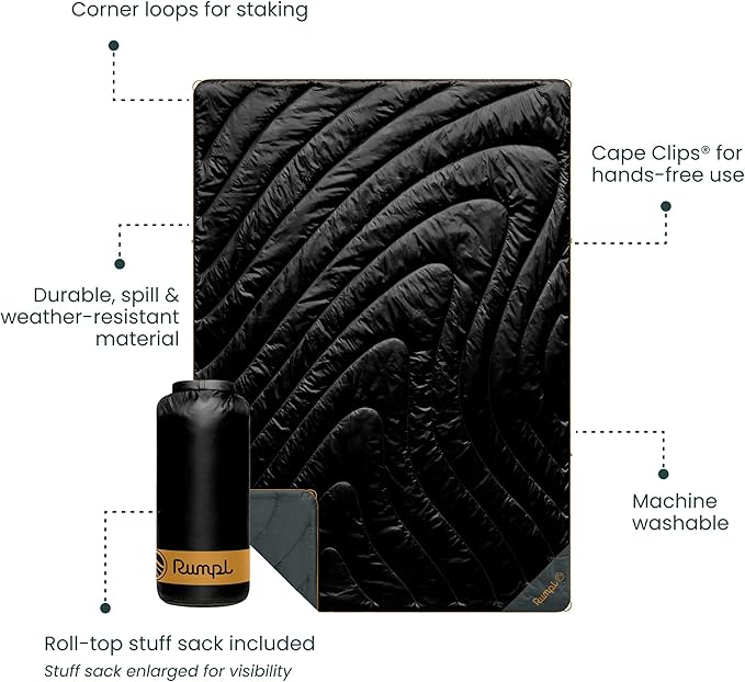 Rumpl Original Puffy Blanket - Warm, Water-Resistant Camping Blanket with 100% Recycled Synthetic