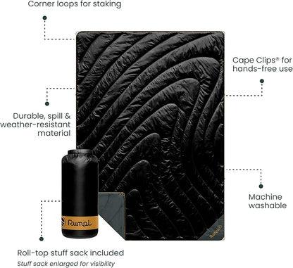 Rumpl Original Puffy Blanket - Warm, Water-Resistant Camping Blanket with 100% Recycled Synthetic
