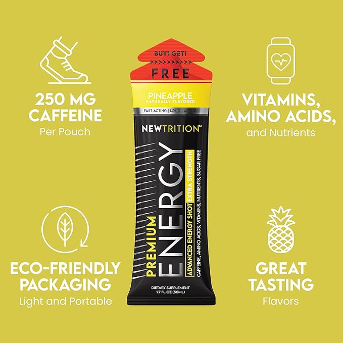 NewTrition® Extra Strength Energy Shots, 250mg Caffeine Energy Shots with Vitamin B & Amino Acids