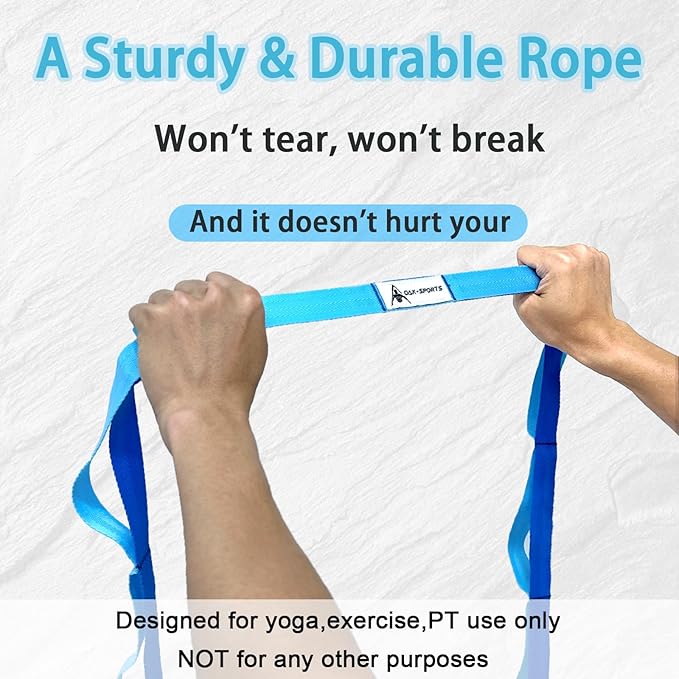 Stretching Strap Yoga Strap with Loops, Stretch Straps for Physical Therapy, Non-Elastic Exercise