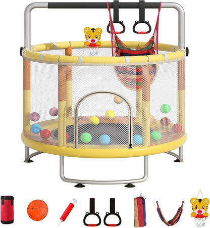 55" Small Trampoline for Kids, Telawah Indoor Outdoor with with Enclosure Net, Safety Enclosure
