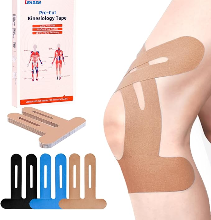 IEADEN Precut Kinesiology Tape for Knees, 20 Pcs - Knee Support & Stability, Knee Pain Relief