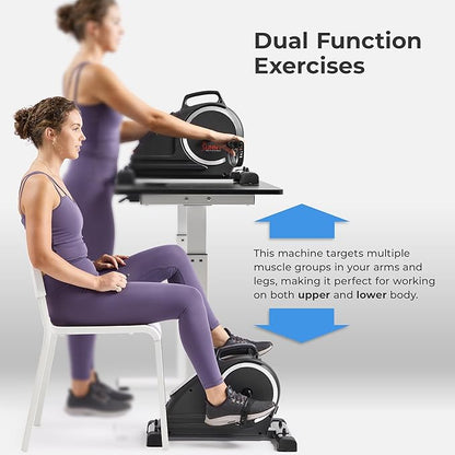 Sunny Health & Fitness Dual Function Under-Desk Bike Trainer, Mini Exercise Machine for Senior