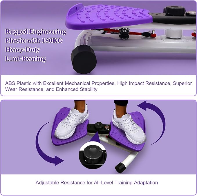 Waist Twister Ab Machine, 330 lbs Capacity, Noiseless Anti-Slip Twist Board with Resistance Bands