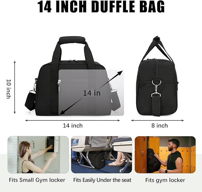SeaRock 14 inch Small Gym Bag, Mini Duffel Bag for Women & Men, Carry On Lightweight for Travel