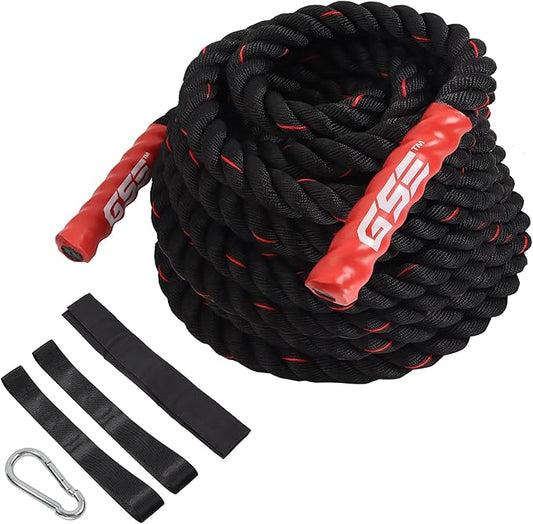 GSE Games & Sports Expert Gym Battle Rope, Heavy-Duty Workout Ropes for Indoor & Outdoor Workout