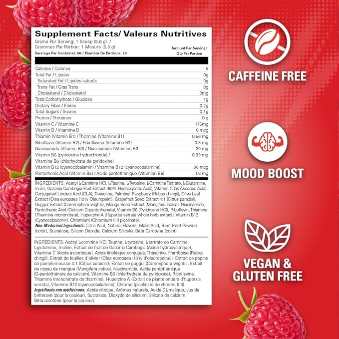 EHP Labs OxyShred Non Stimulant Pre Workout Powder - Stim Free, Caffeine Free Preworkout for Men &