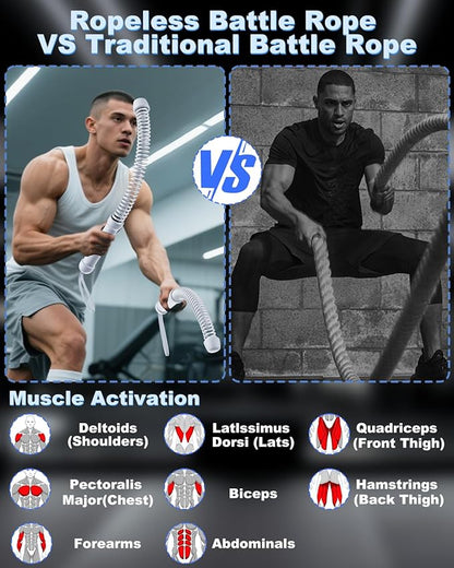2PCS Weighted Ropeless Battle Ropes for Home Gym, Heavy Duty Arm Exerciser for Strength Training