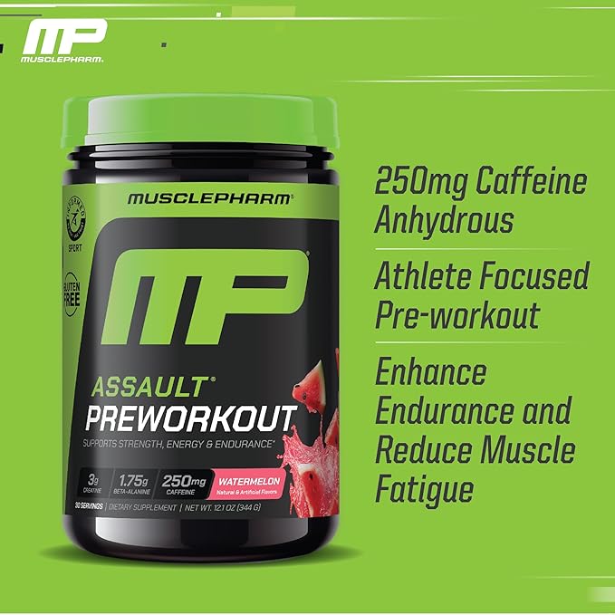 MusclePharm Assault Energy & Strength Pre Workout Powder for Men & Women with Beta Alanine