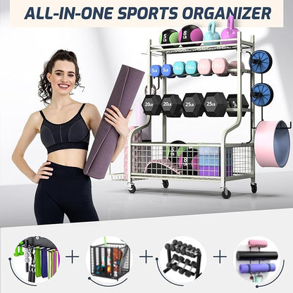 PLKOW Dumbbell Rack, Weight Rack for Dumbbells, Home Gym Storage for Dumbbells Kettlebells Yoga Mat