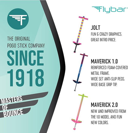 Flybar Maverick Pogo Stick for Kids Ages 5+, 40 to 80 Pounds, Perfect for Beginners, Easy Grip