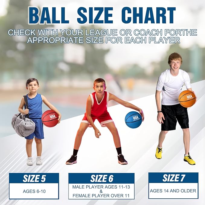 Jenaai 6 Pcs Rubber Basketballs Official Size Bulk Streetballs Multicolor Basket Balls with Pump