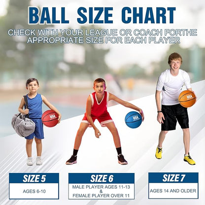 Jenaai 6 Pcs Rubber Basketballs Official Size Bulk Streetballs Multicolor Basket Balls with Pump