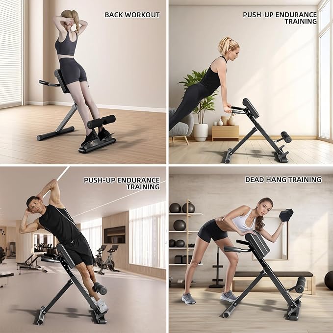 Roman Chair Hyperextension Bench – Adjustable Back Extension Machine for Glutes, Hamstrings & Lower